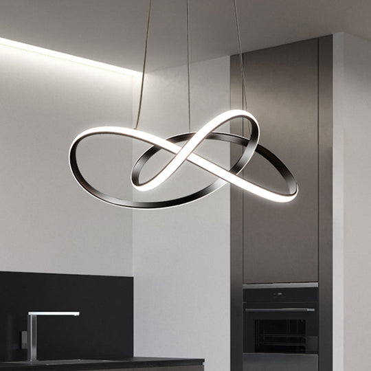 Minimalist Metallic Led Drop Pendant Chandelier In Black For Restaurants