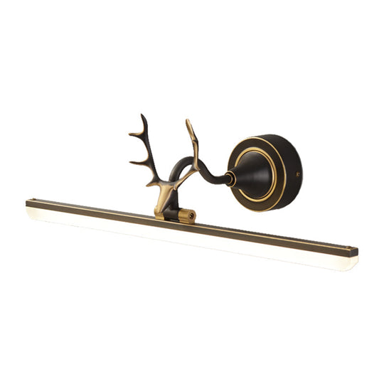 Modern Black/Gold Led Vanity Lamp With Antler Arm And Acrylic Shade For Stylish Wall Lighting