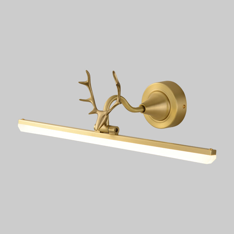 Modern Black/Gold Led Vanity Lamp With Antler Arm And Acrylic Shade For Stylish Wall Lighting