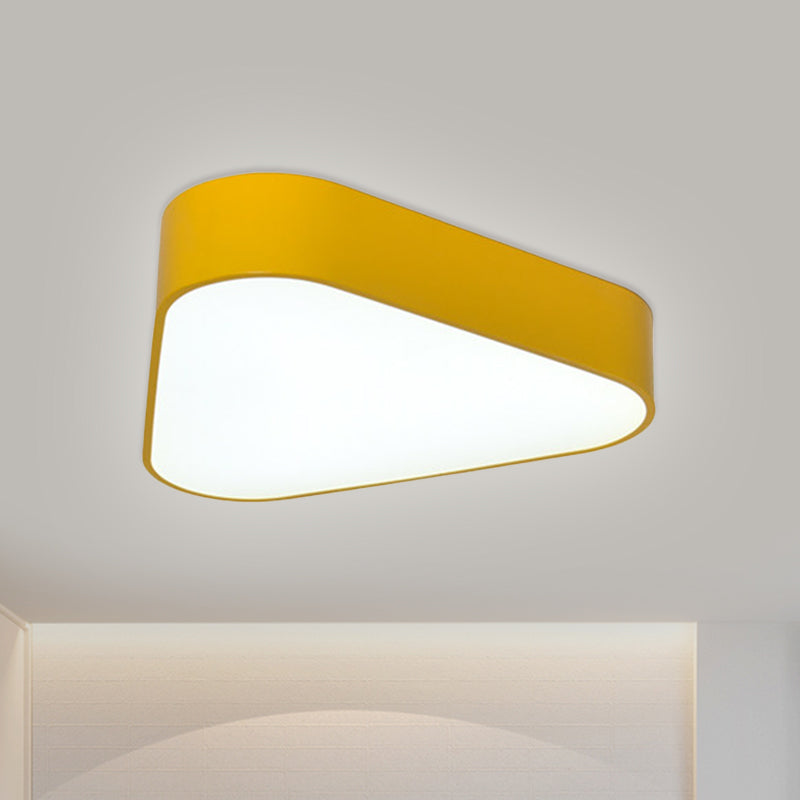 Triangular Fun: Kids LED Acrylic Flush Mount Light in White/Yellow/Purple for Close to Ceiling Lighting