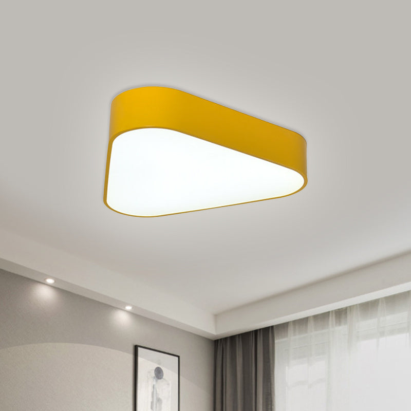 Triangular Fun: Kids LED Acrylic Flush Mount Light in White/Yellow/Purple for Close to Ceiling Lighting