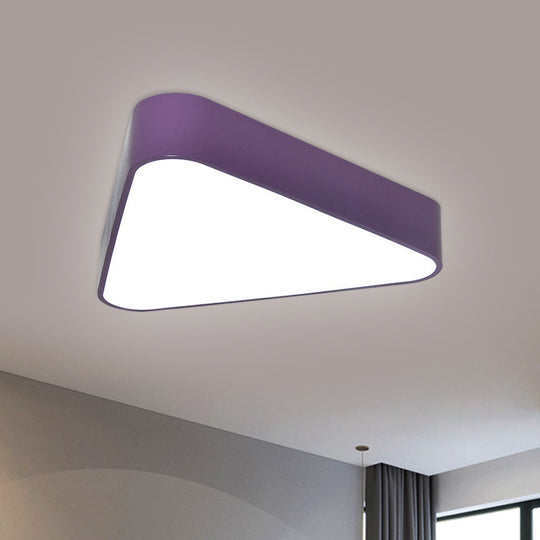 Triangular Fun: Kids LED Acrylic Flush Mount Light in White/Yellow/Purple for Close to Ceiling Lighting