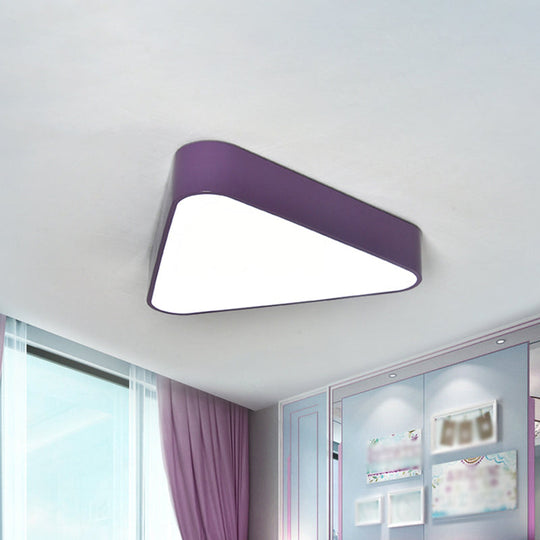 Kids Triangular Acrylic Led Flush Mount Light: White/Yellow/Purple