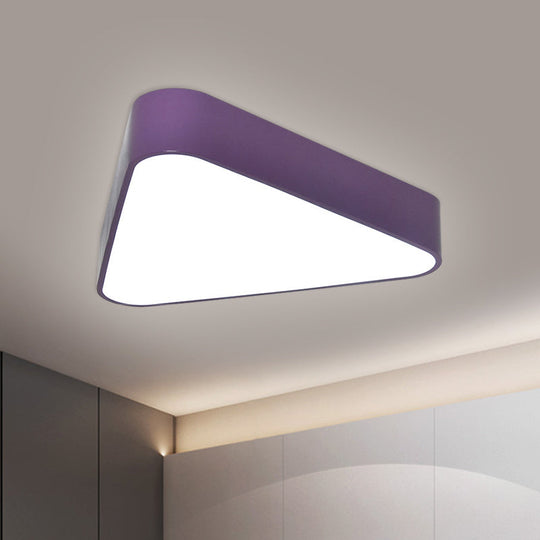 Triangular Fun: Kids LED Acrylic Flush Mount Light in White/Yellow/Purple for Close to Ceiling Lighting