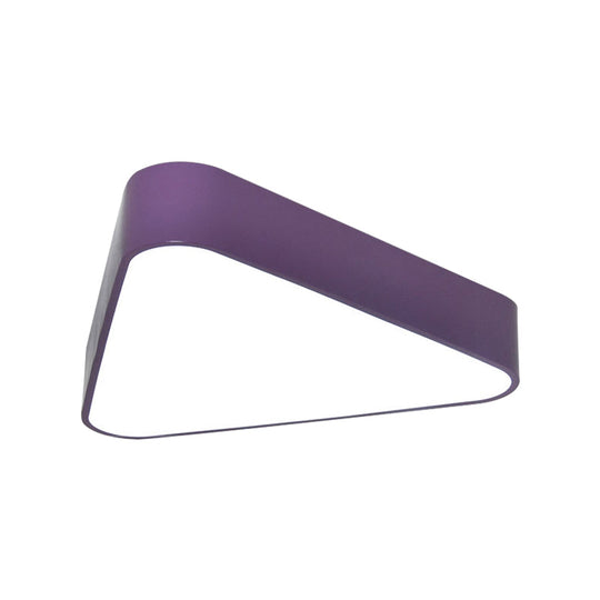 Triangular Fun: Kids LED Acrylic Flush Mount Light in White/Yellow/Purple for Close to Ceiling Lighting