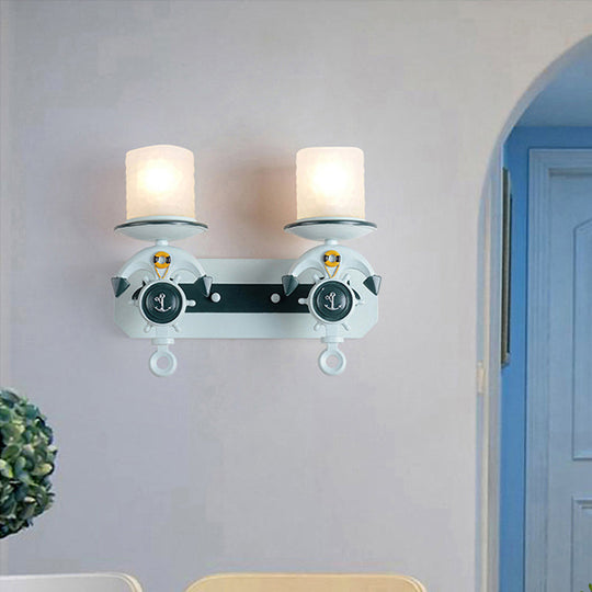 Anchor Arm Wall Lamp For Kids - Resin Mount Light Fixture With Blue/Brown Design And Opal Glass