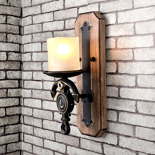 Anchor Arm Wall Lamp For Kids - Resin Mount Light Fixture With Blue/Brown Design And Opal Glass