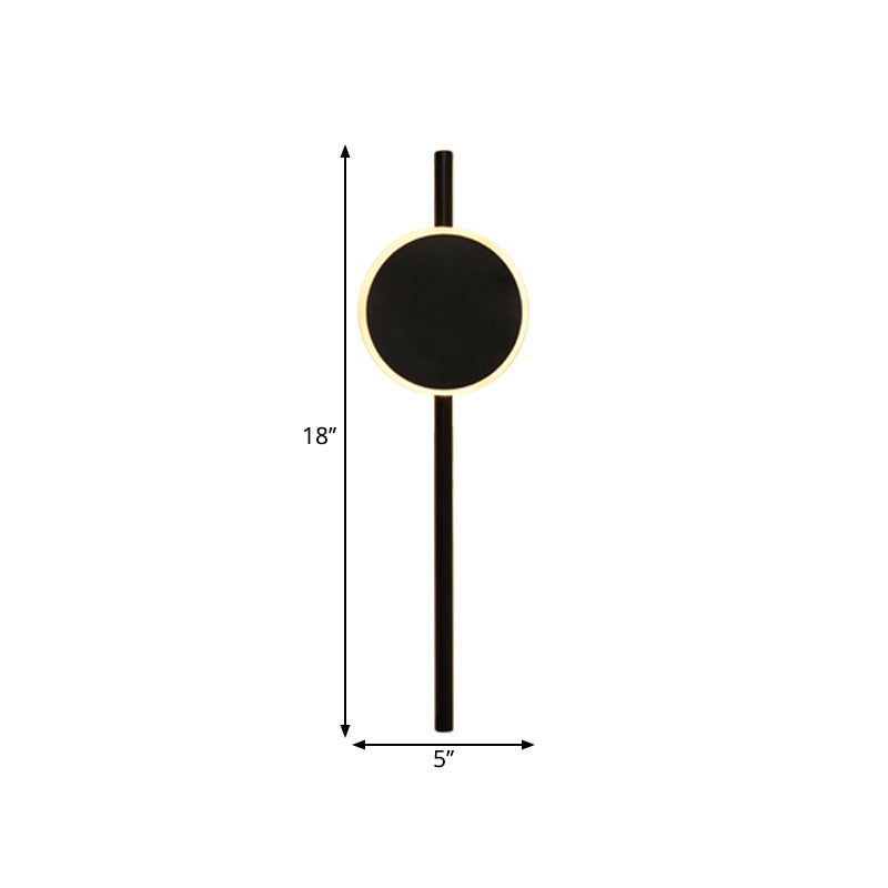 Nordic Led Flush Wall Sconce Black Round & Bar Lighting With Metallic Shade - Warm/White Light