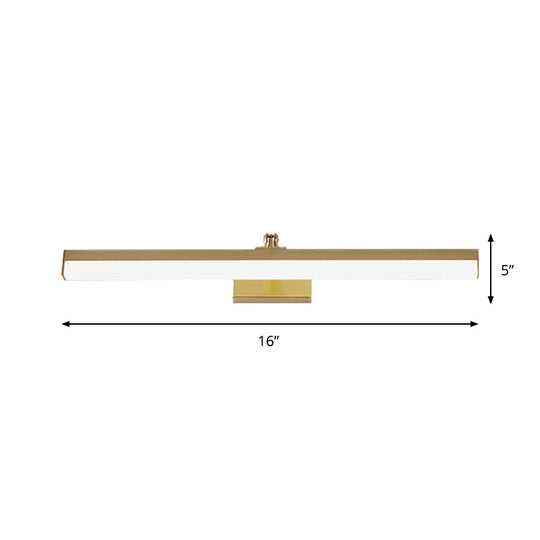 Sleek Brass Led Wall Mounted Vanity Light Fixture