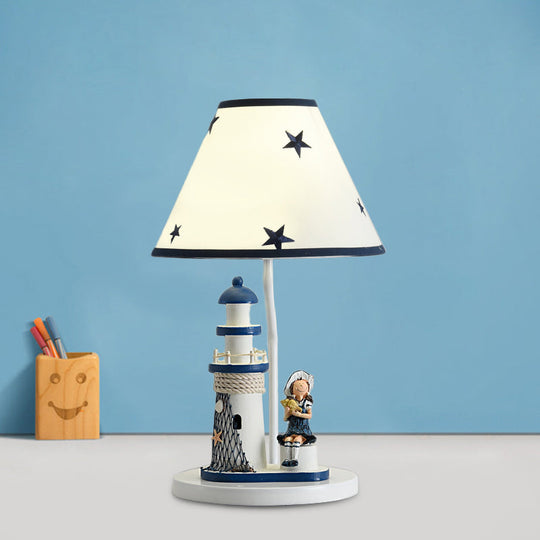 Cartoon Kids Table Light - Resin 1 Head Task Lighting For Childrens Room In Dark Blue / Girl