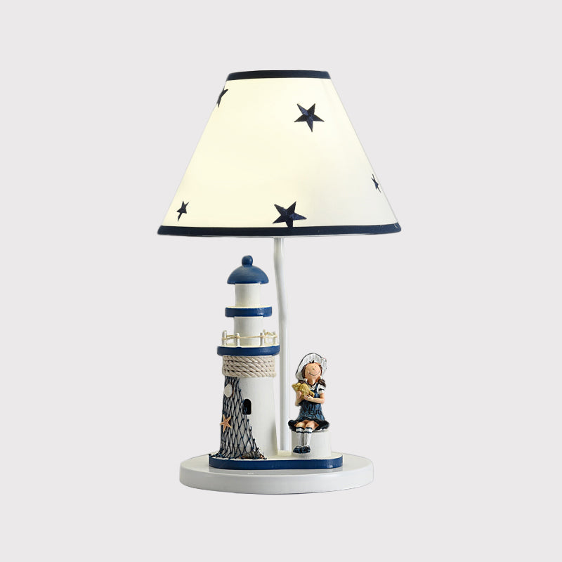 Cartoon Kids Table Light - Resin 1 Head Task Lighting For Childrens Room In Dark Blue