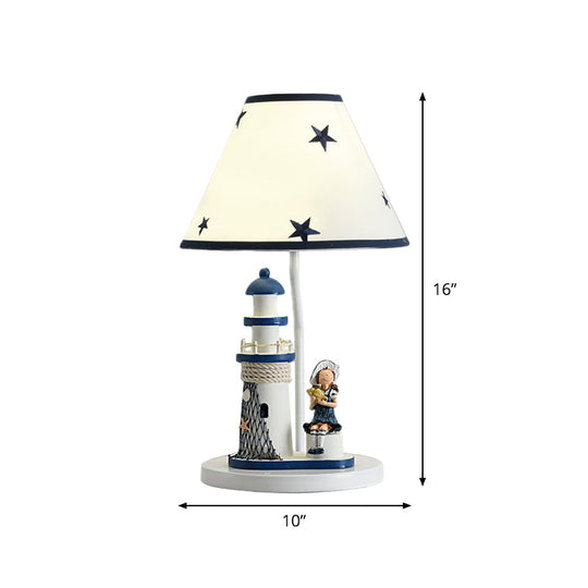 Cartoon Kids Table Light - Resin 1 Head Task Lighting For Childrens Room In Dark Blue