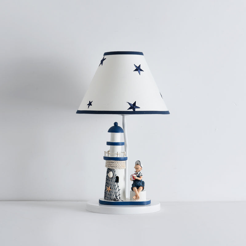 Cartoon Kids Table Light - Resin 1 Head Task Lighting For Childrens Room In Dark Blue