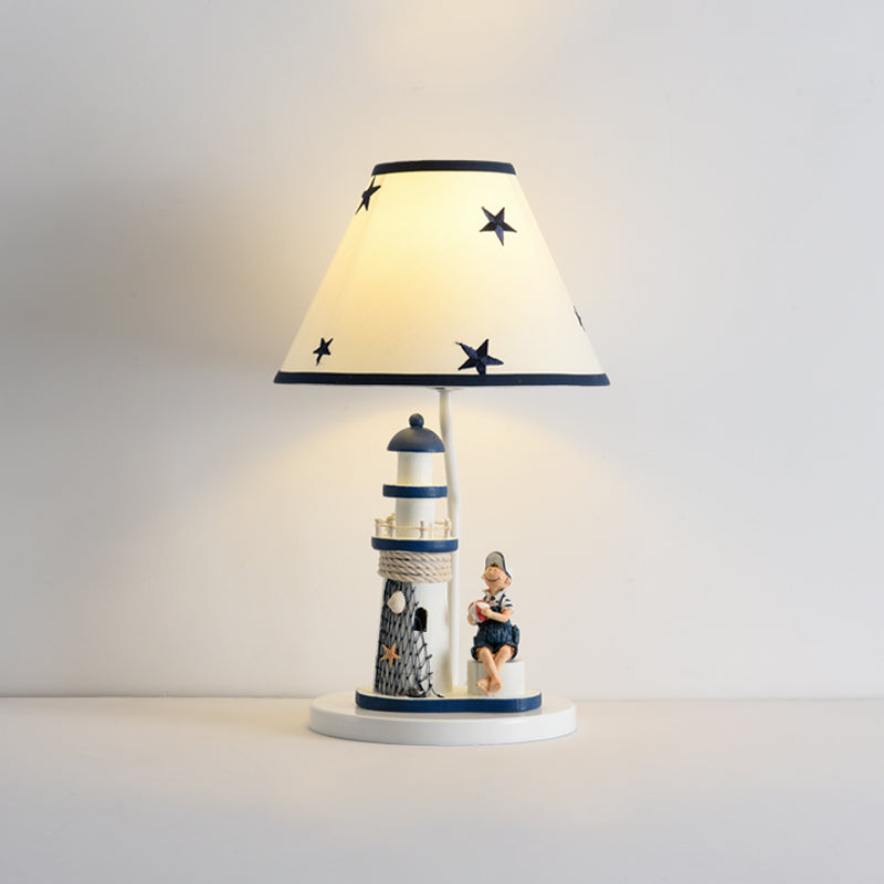 Cartoon Kids Table Light - Resin 1 Head Task Lighting For Childrens Room In Dark Blue