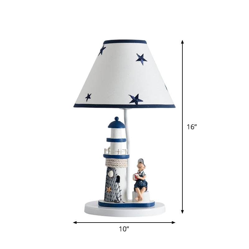 Cartoon Kids Table Light - Resin 1 Head Task Lighting For Childrens Room In Dark Blue