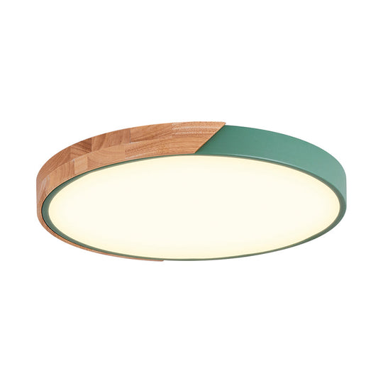 Contemporary Metal Led Flush Light Fixture - Round Pink/Yellow/Green 16/19.5 Wide