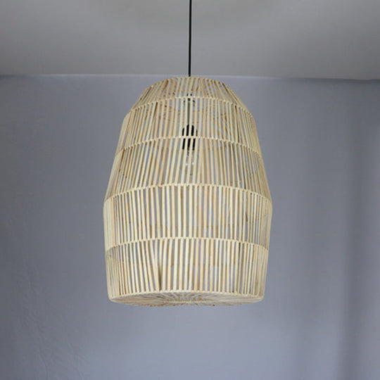 Rustic Bamboo Lantern Pendant Light - Tea Room Hanging Lamp Kit