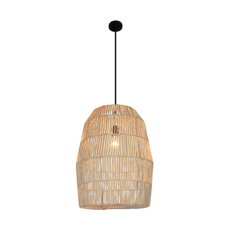 Rustic Bamboo Lantern Pendant Light - Tea Room Hanging Lamp Kit