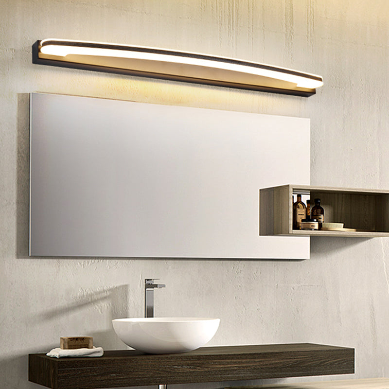 Curved Led Bathroom Vanity Light - Wall Mounted Minimalist Metal Lamp In Black With Warm/White /