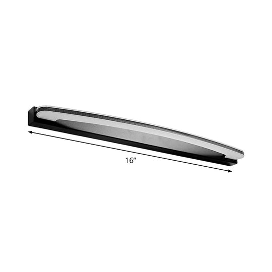 Curved Led Bathroom Vanity Light - Wall Mounted Minimalist Metal Lamp In Black With Warm/White