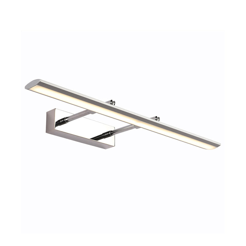 Silver Led Vanity Wall Light With Sleek Metal Shade - Modern Washroom Fixture