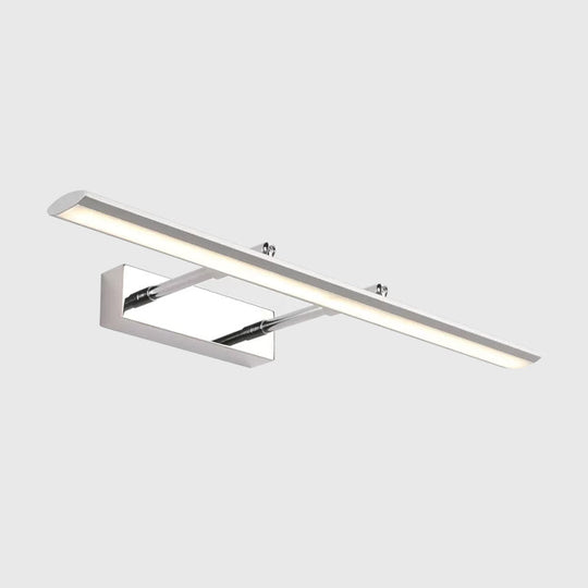 Silver Led Vanity Wall Light With Sleek Metal Shade - Modern Washroom Fixture