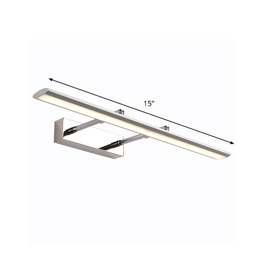 Silver Led Vanity Wall Light With Sleek Metal Shade - Modern Washroom Fixture