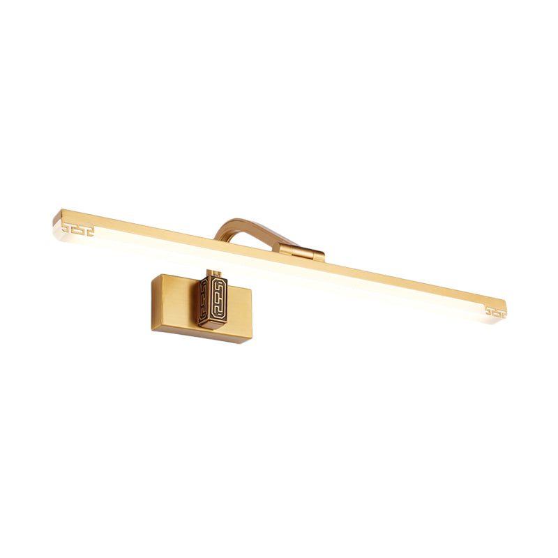 Contemporary Led Wall Lamp In Black/Brass With Curvy Arm - Metal Straight Vanity Sconce