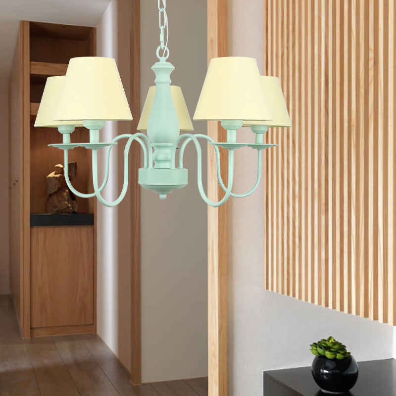 Nordic Style Fabric Shade Suspension Light Chandelier - 5 Lights Ideal For Living Room