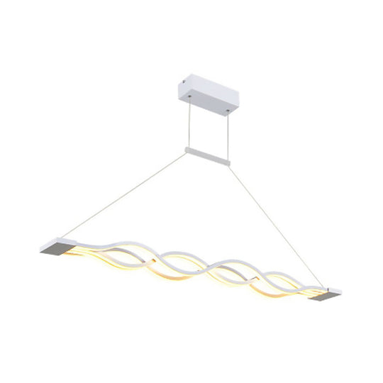 Wavy Line Minimalist Acrylic Led Island Pendant Light With Warm/White Glow