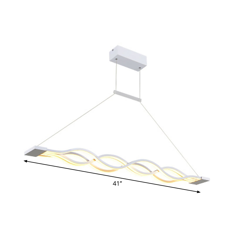 Wavy Line Minimalist Acrylic Led Island Pendant Light With Warm/White Glow