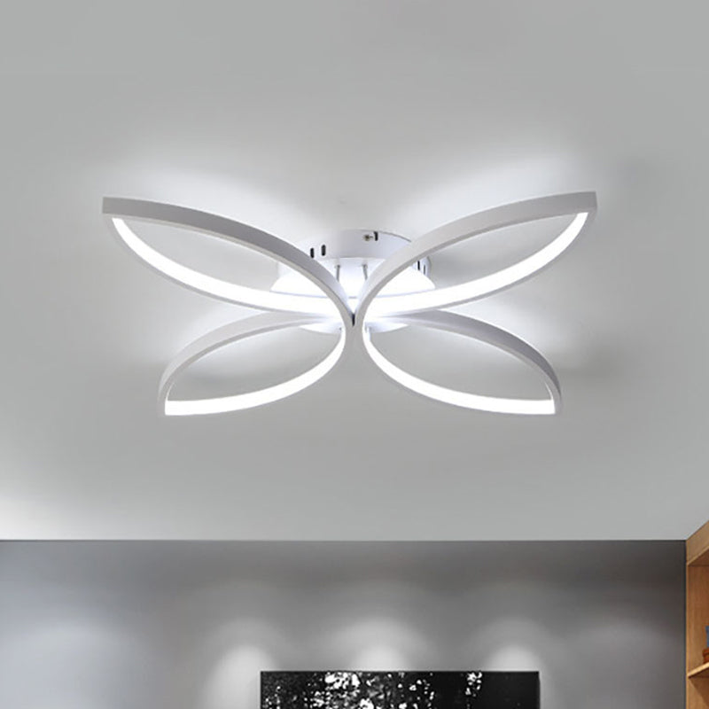 Clover Metallic LED Ceiling Light in Warm/White Light - Modern Semi Flush Mount, 23"/29" Wide