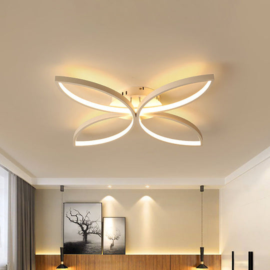 Clover Metallic LED Ceiling Light in Warm/White Light - Modern Semi Flush Mount, 23"/29" Wide