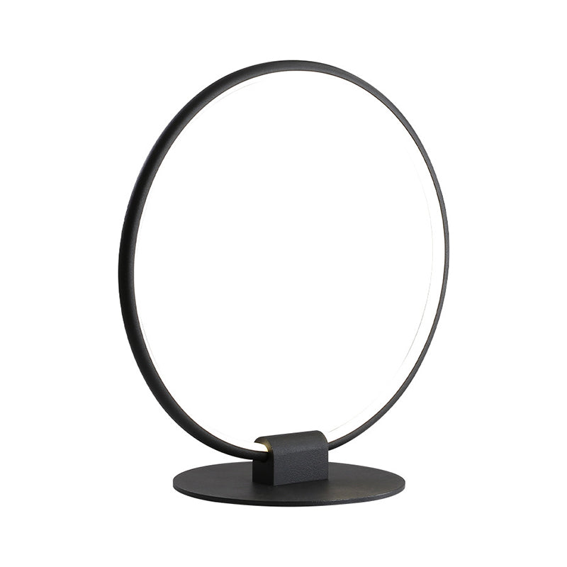 Nora - Modern Annular Metal Table Lamp Modernism LED Black Night Lighting with Slim Round Pedestal in Warm/White Light