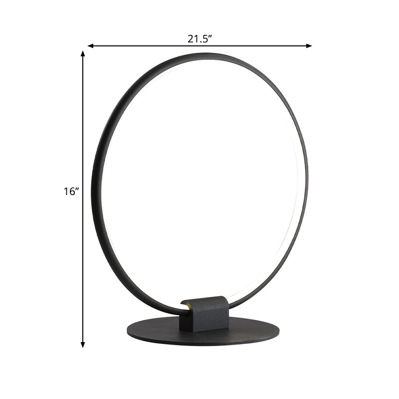 Nora - Modern Annular Metal Table Lamp Modernism LED Black Night Lighting with Slim Round Pedestal in Warm/White Light