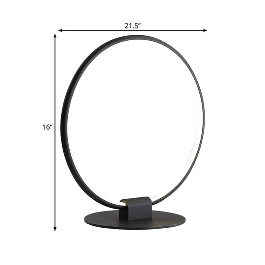 Nora - Modern Annular Metal Table Lamp Modernism LED Black Night Lighting with Slim Round Pedestal in Warm/White Light