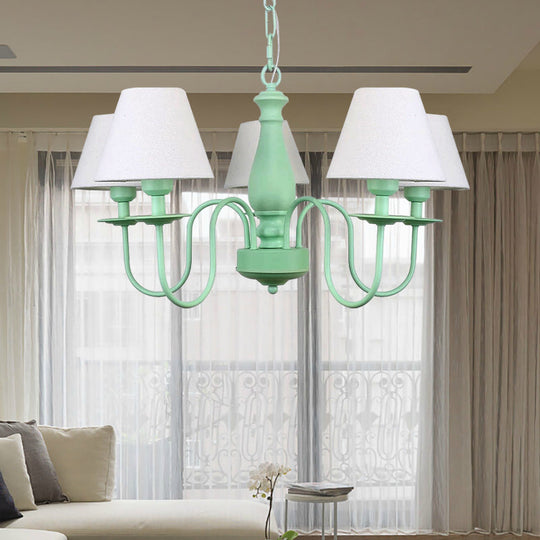 Nordic Style Fabric Shade Suspension Light Chandelier - 5 Lights Ideal For Living Room