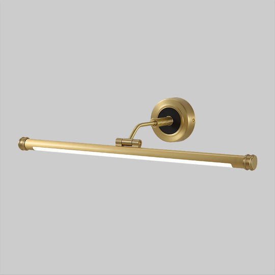 Elegant Brass Led Sconce Light With Swing Arm For Vanity - Minimalist Design