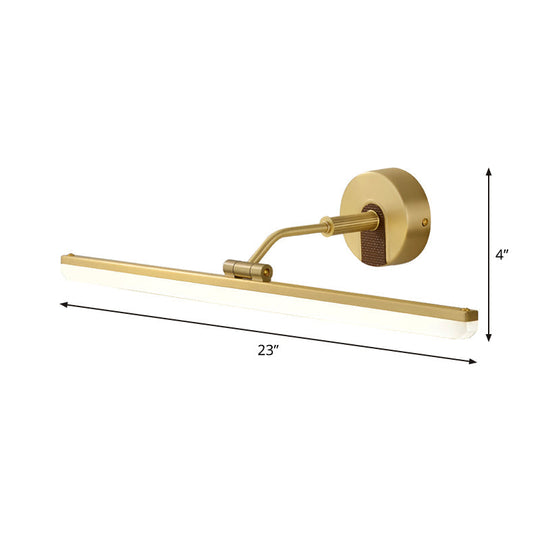 Minimal Gold Led Bathroom Wall Sconce With Adjustable Vanity Light And Acrylic Shade