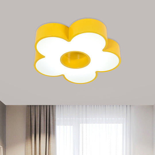 Yellow Acrylic Macaroon Flower Ceiling Mounted LED Flush Light for Nursery Room