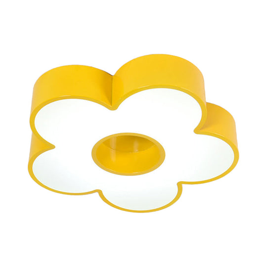 Yellow Acrylic Macaroon Flower Ceiling Mounted Led Flush Light For Nursery Room