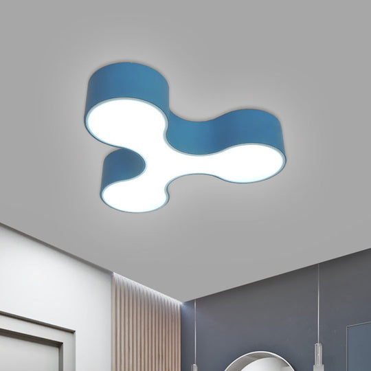 Macaroon Nursery LED Ceiling Light Fixture in White/Yellow/Blue with Acrylic Y-Shaped Shade