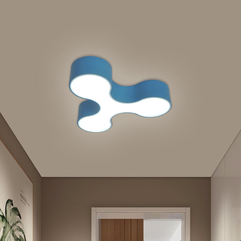 Macaroon Nursery LED Ceiling Light Fixture in White/Yellow/Blue with Acrylic Y-Shaped Shade