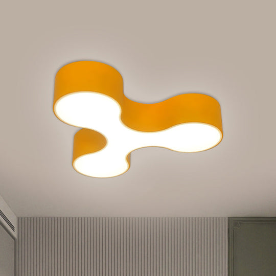 Macaroon Nursery LED Ceiling Light Fixture in White/Yellow/Blue with Acrylic Y-Shaped Shade