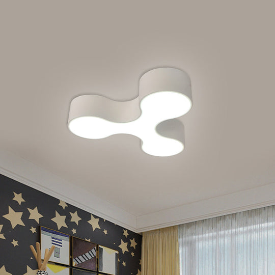 Macaroon Nursery LED Ceiling Light Fixture in White/Yellow/Blue with Acrylic Y-Shaped Shade