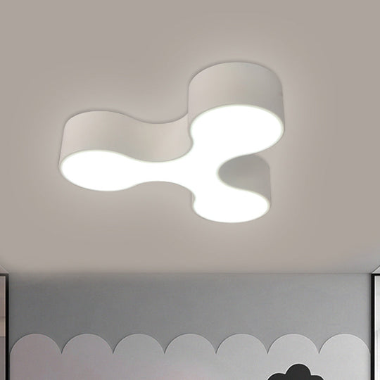 Macaroon Nursery LED Ceiling Light Fixture in White/Yellow/Blue with Acrylic Y-Shaped Shade