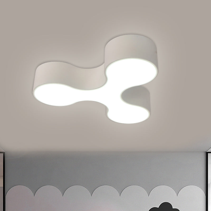 Macaroon Nursery Led Ceiling Light Fixture In White/Yellow/Blue With Acrylic Y-Shaped Shade