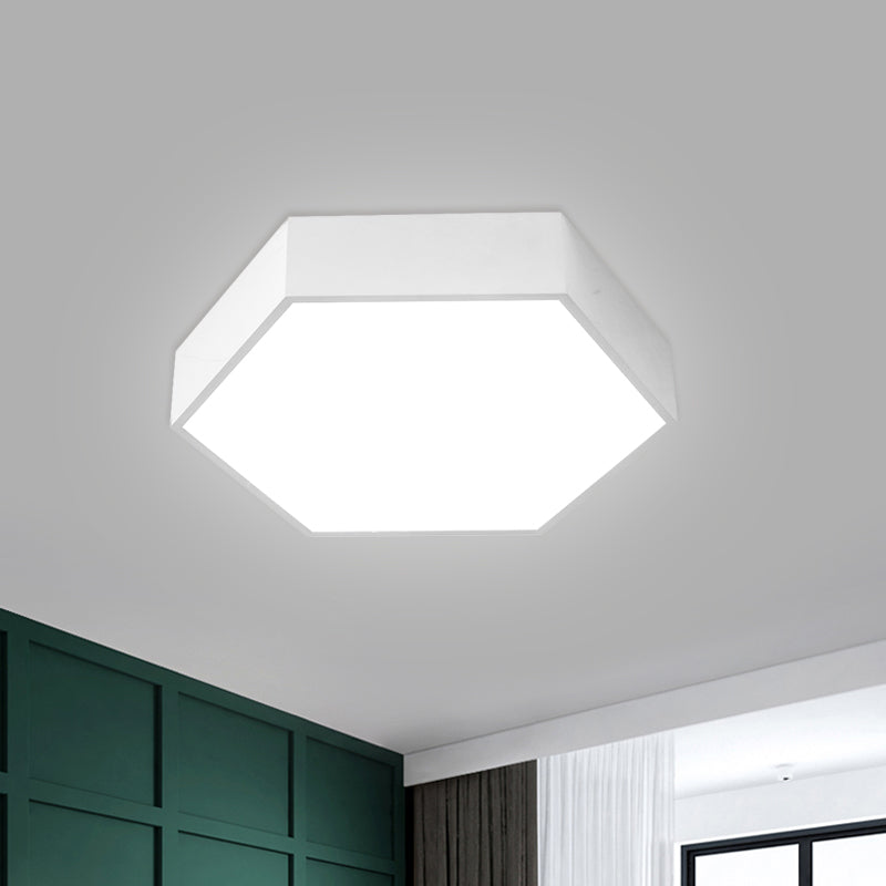 Children's Hexagon LED Flush Ceiling Light in Macaroon Acrylic: Red/Yellow/Green Flush Mount Lighting