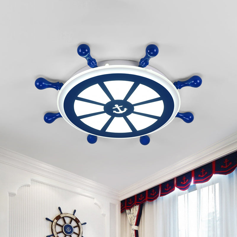 Kids Acrylic Rudder Ceiling Light 21.5"/25.5" Wide LED Blue Flush Mount - Warm/White Lighting