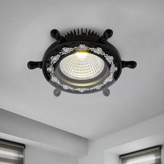 LED Rudder Ceiling Light with Resin Shade - Black/White/Blue Flush Mount Fixture